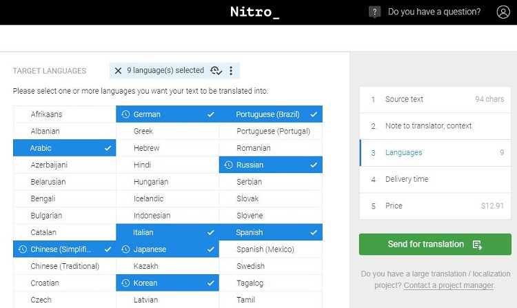 Nitro translation service