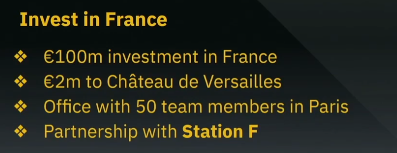 Binance объявила об инвестициях в размере €100 млн во Франции