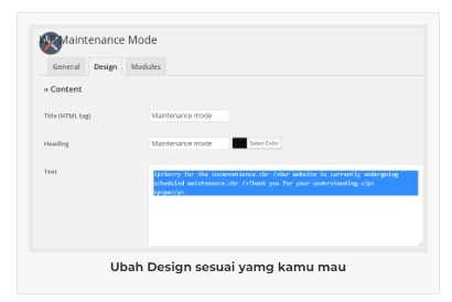 tab design pada maintenance mode