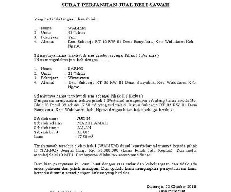 Contoh Surat Perjanjian Jual Beli Barang Malaysia  GerardogroHarrell