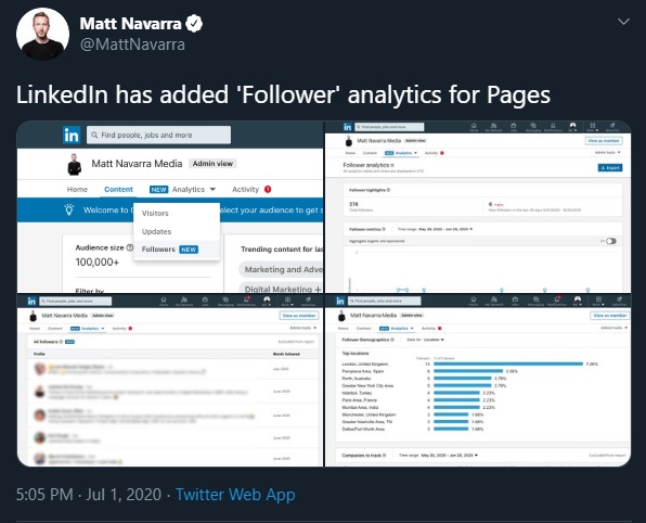 LinkedIn Rolls Out New Analytics Tools For Company Pages