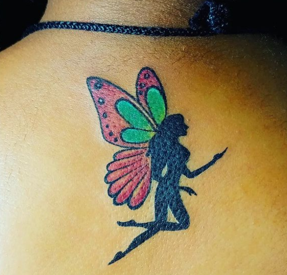Butterfly Back Neck Men Tattoo