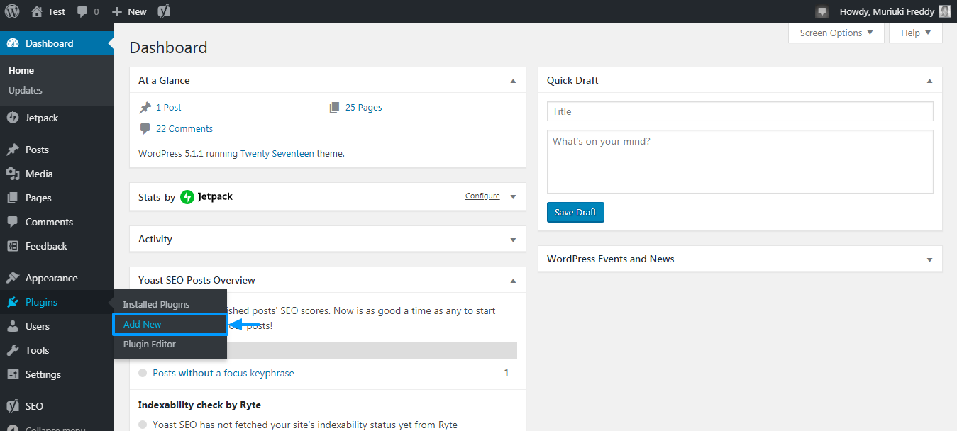 adicionando plugin wordpress selz