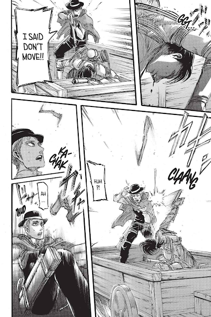 Jean refuses to shoot a fellow human during the Royal Government Story arc of Attack on Titan.