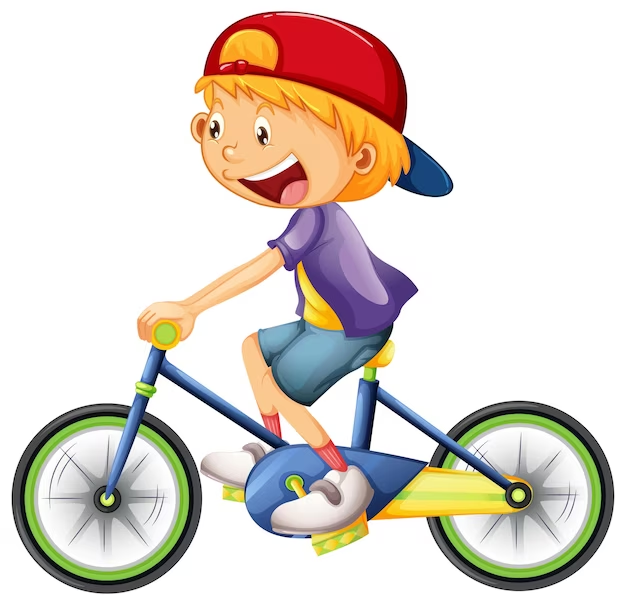 A kid riding bicycle