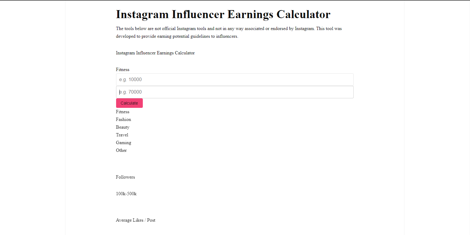 Instagrammarketinghub Earnings Calculator