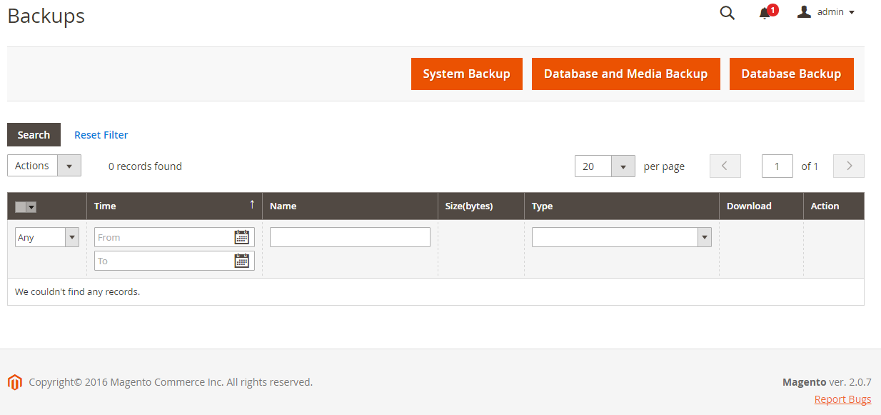 Magento backup Security