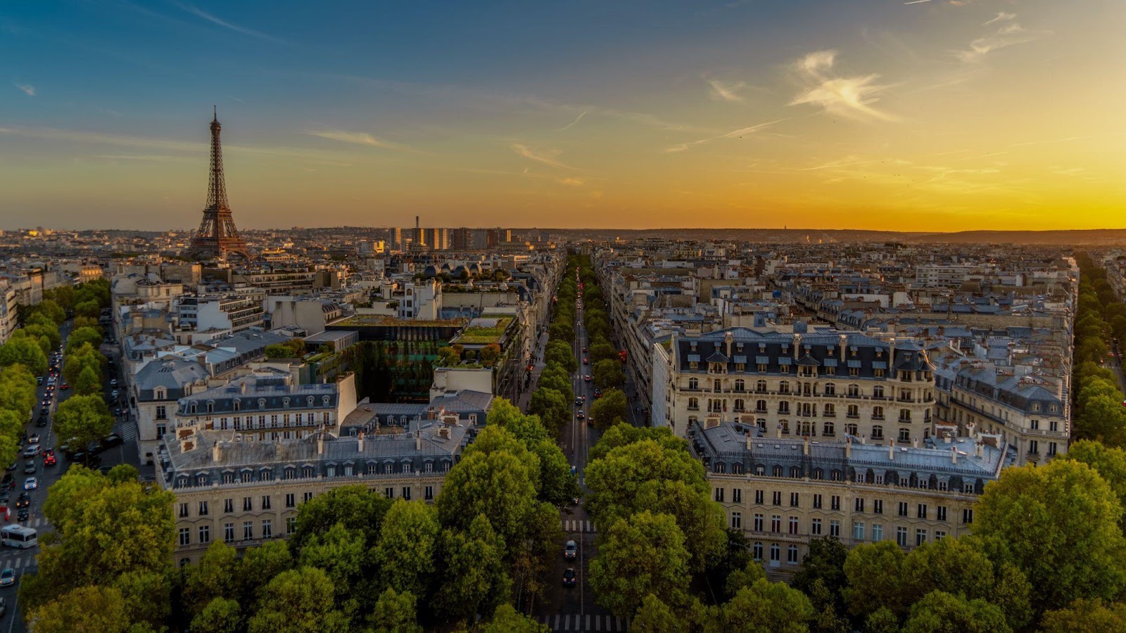 vue aérienne de Paris et Tour Eiffel