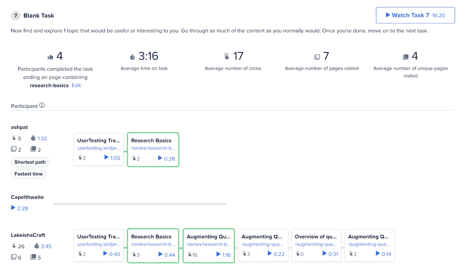 click path report for usability testing.