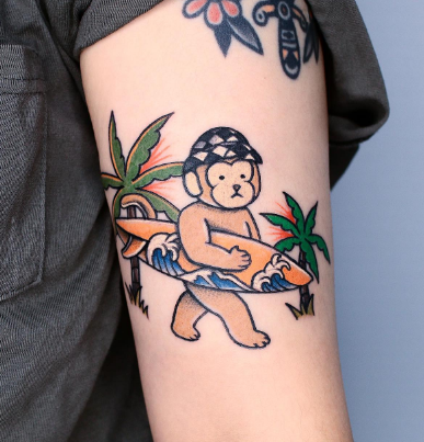 Monkey Palm Tree Tattoo