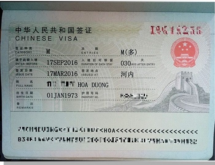 Dịch vụ làm visa Trung Quốc - Hồ sơ làm visa Trung Quốc