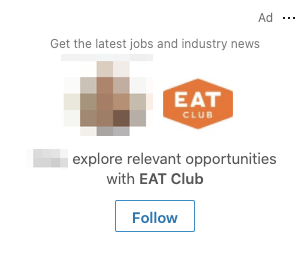 Follower Ad from EAT Club.