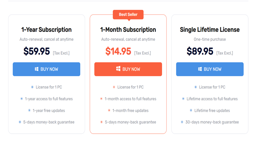 Price of TuneFab YouTube Music Converter