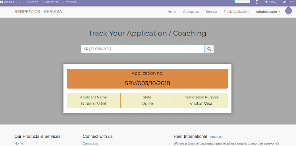 visa management software dashboard