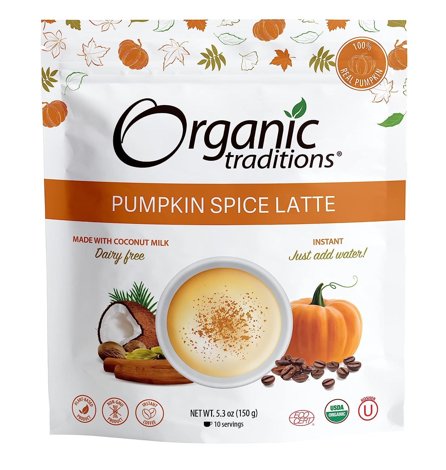 Organic Traditions Pumpkin Spice Latte - 5.3oz Pack