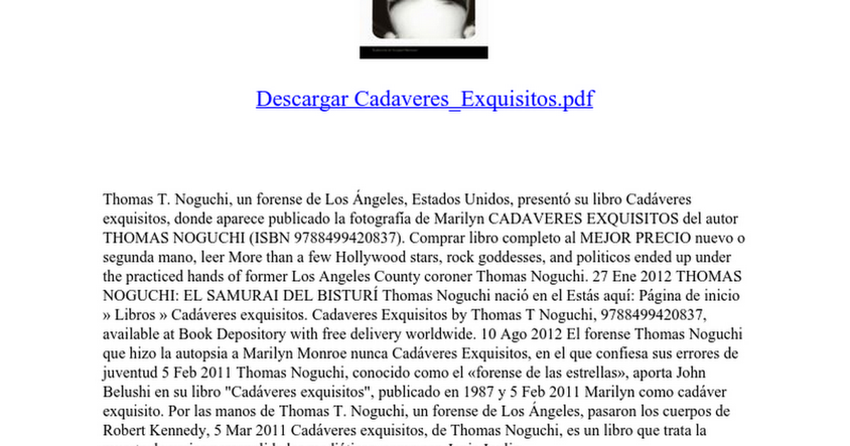 Cadaveres Exquisitos Libro Pdf