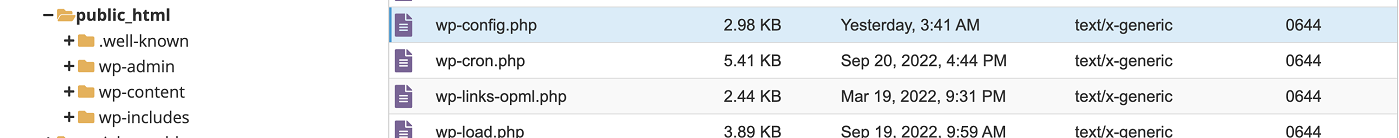 Location of the wp-config.php file 