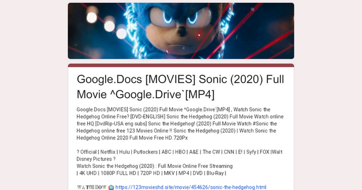 Google Docs Movies Sonic 2020 Full Movie Google Drive Mp4