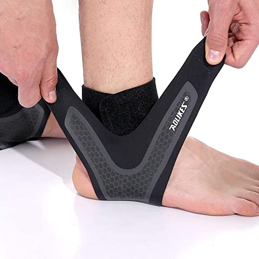 SPOTBRACE Ankle Support for Men and Women - Neoprene Breathable Adjustable Ankle Brace,Elastic Sprain Foot Sleeve for Plantar Fasciitis, Running, Basketball-1 Pair(L)