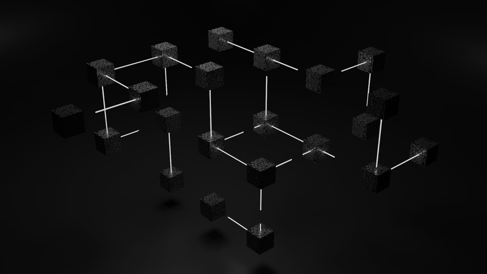 Multiple blocks connected together in a virtual dark space