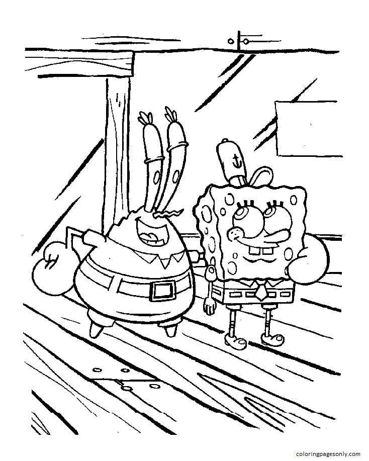 Disegni da colorare Mr Krabs e Sponge