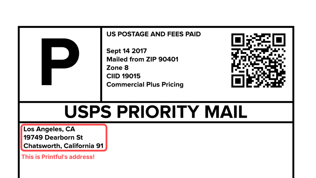 printful return address listed on packaging information