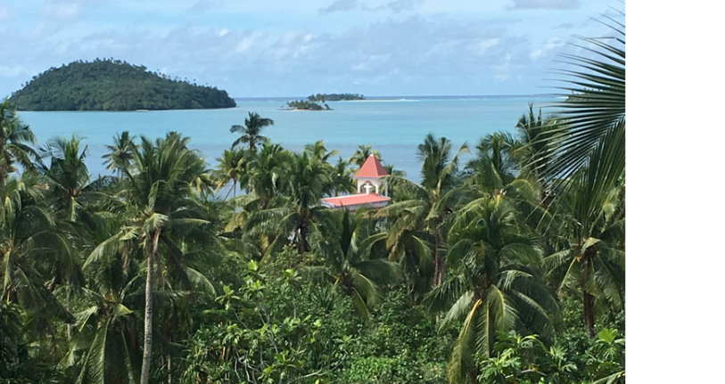 Wallis and Futuna Islands forest and beach with house 