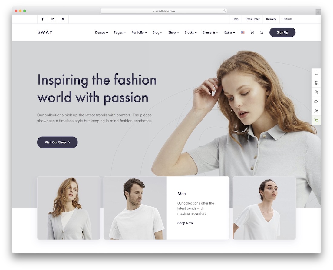 tema de comercio electrónico de moda de Sway