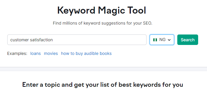 Keyword research tools; Keyword Magic Tool
