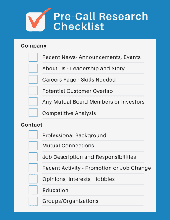 pre call checklist