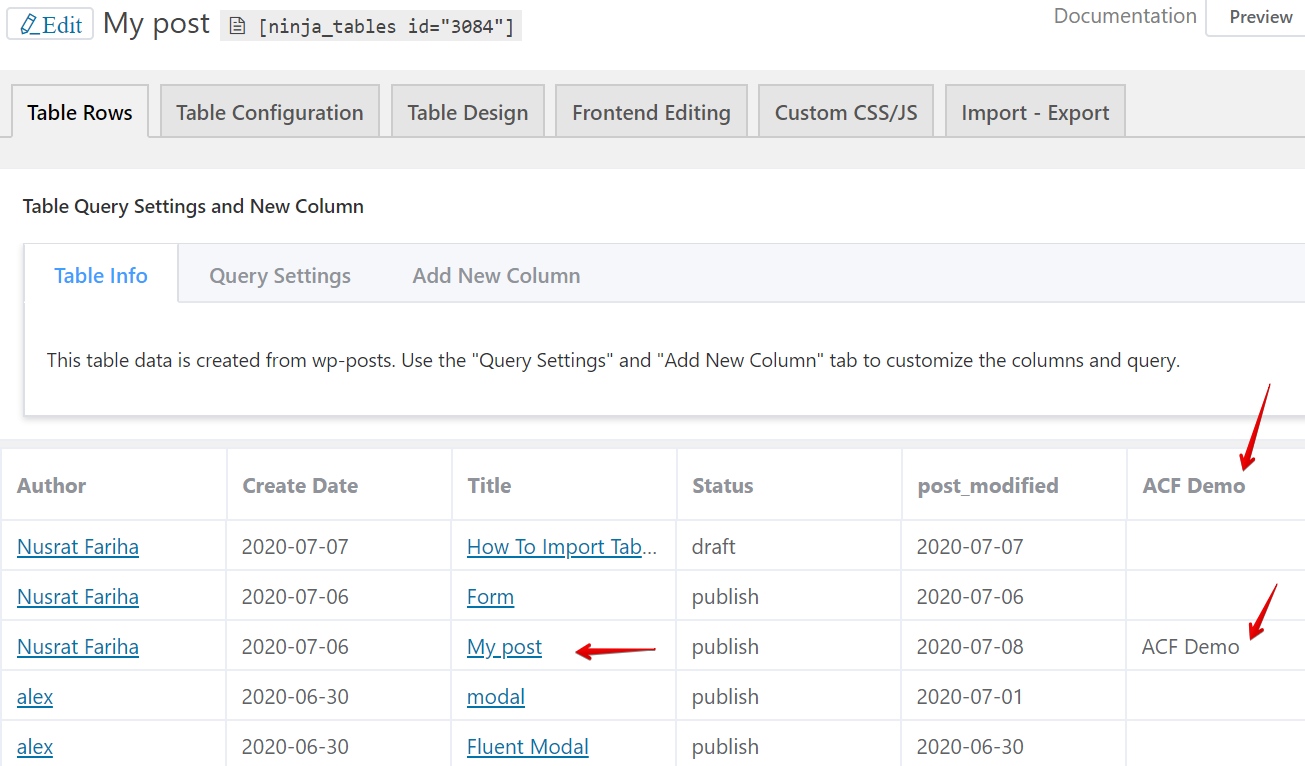 add data to WordPress tables from posts in simple ways