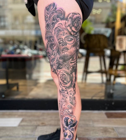 Full Leg Side Tattoo