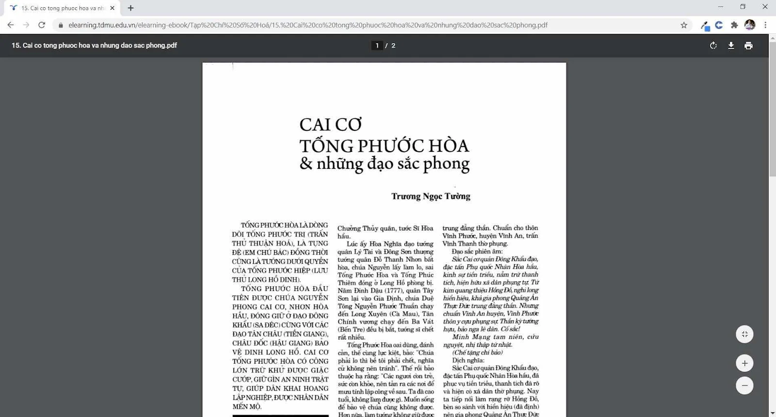Về thầy Trương Ngọc Tường đã nghiên cứu sai về các đạo sắc phong (được cho là dành cho) ngài Tống Phước Hòa như thế nào