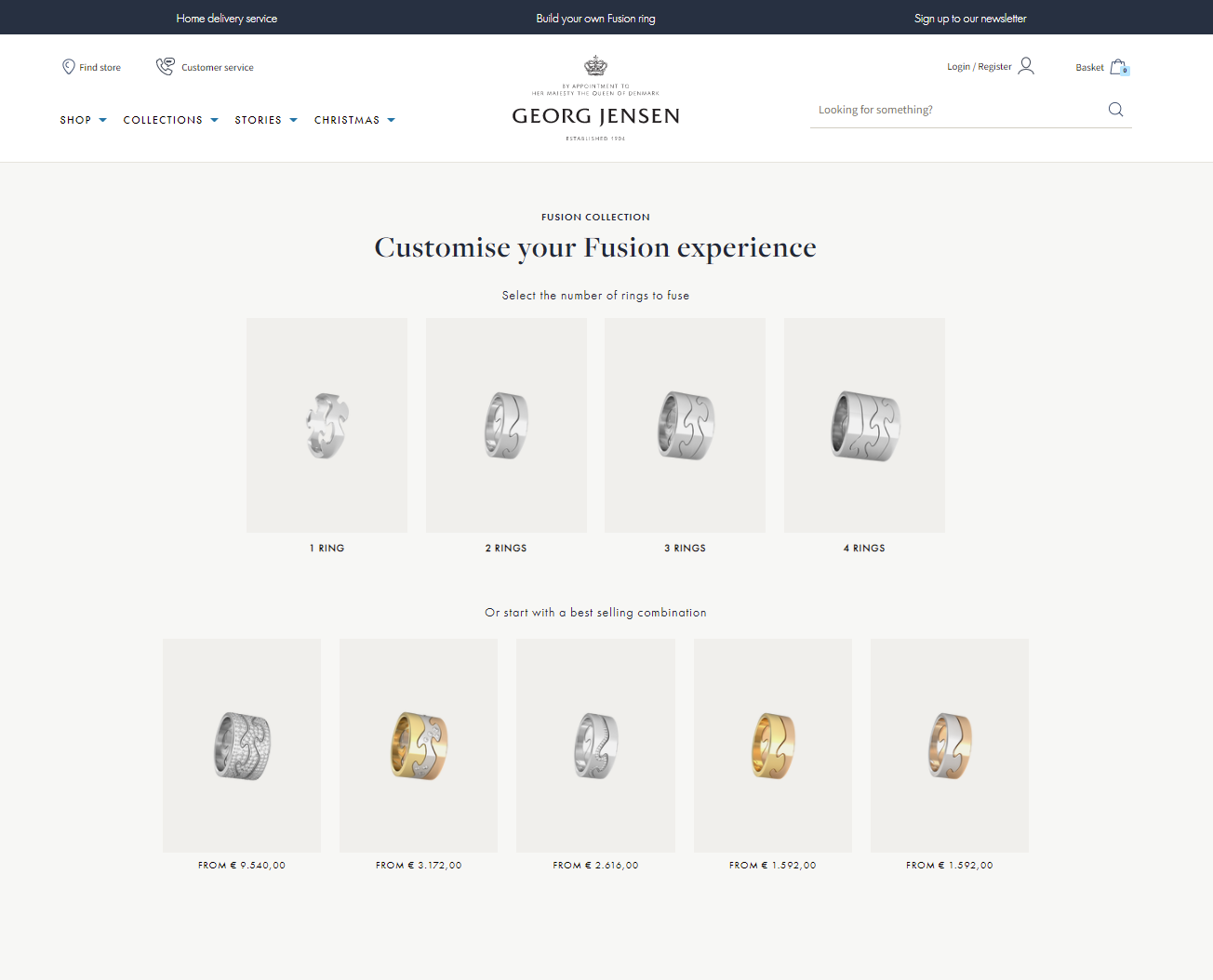 Georg Jensen Fusion series jewelry in a Threekit product configurator