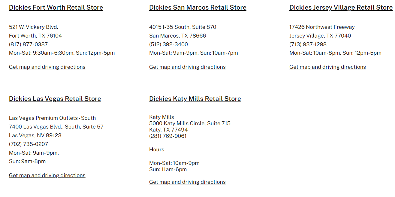Dickies Store near me