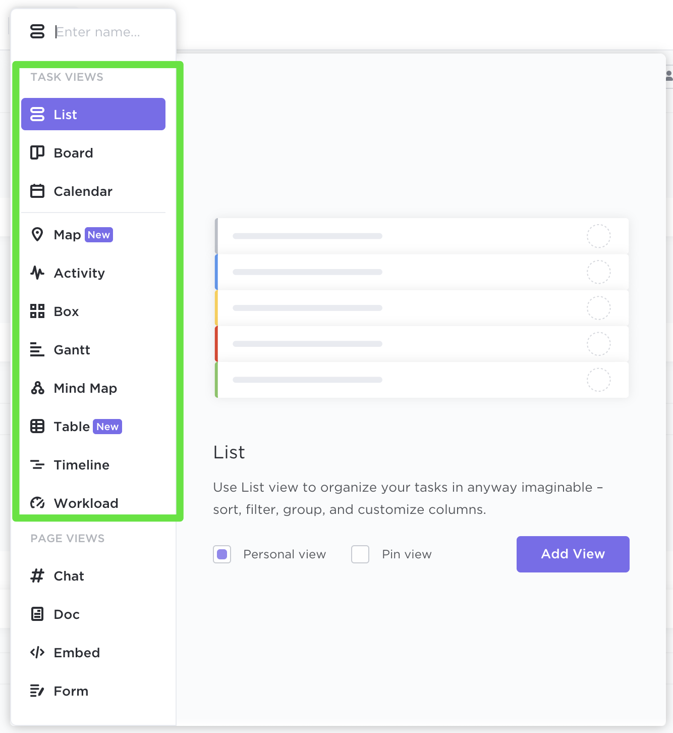 clickup task views