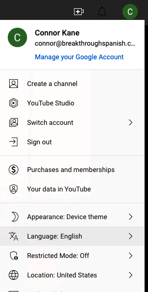 How to change your language on YouTube