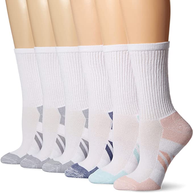 Amazon Essentials Women's 6-Pack Performance Cotton Cushioned Athletic Crew Socks