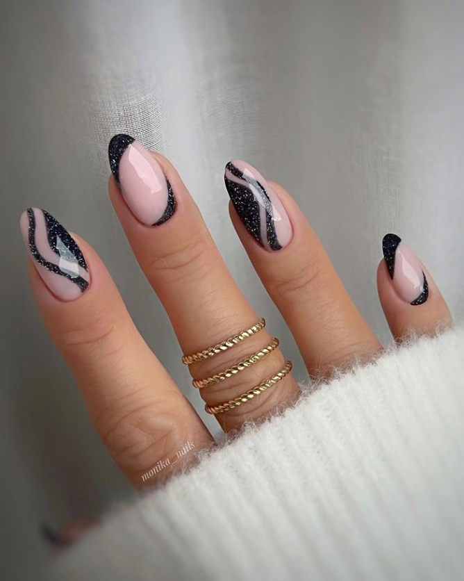 Black Glitter Swirls