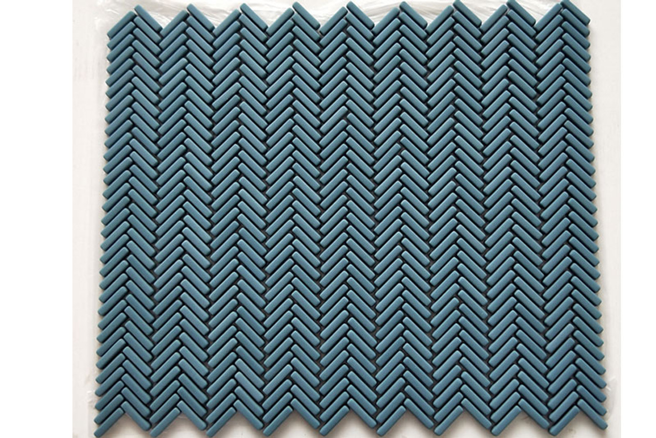 mini herringbone turquoise tile