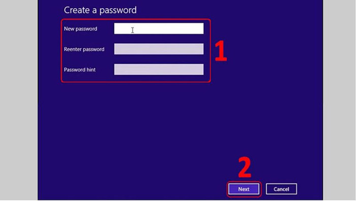 Giao diện đặt mật khẩu của Windows 8