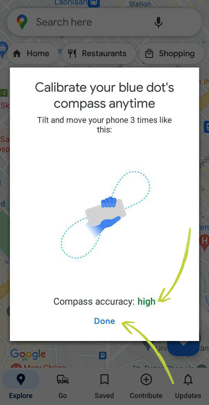 Compass accuracy will be shown once you complete calibration