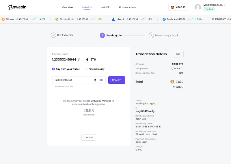 How to make a payment using connected wallet.