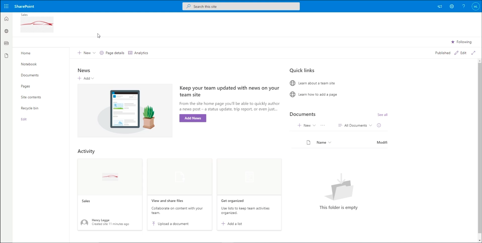 sharepoint site navigation