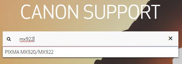 Type the model name of your product, then click on its listing below the text entry field