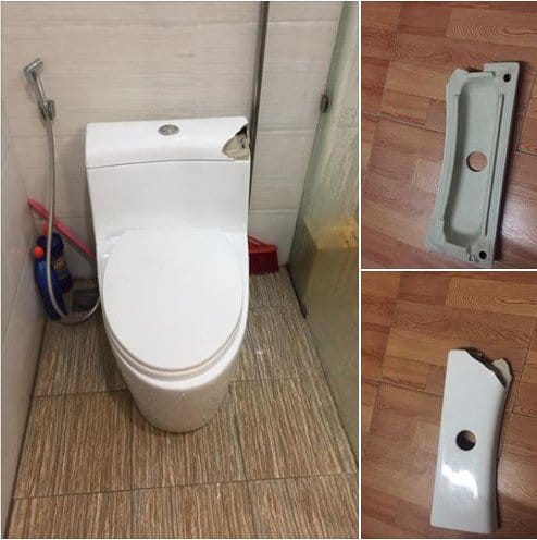 Nắp bồn cầu 1 khối bị bể