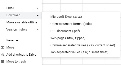 download google sheets file in excel or other format