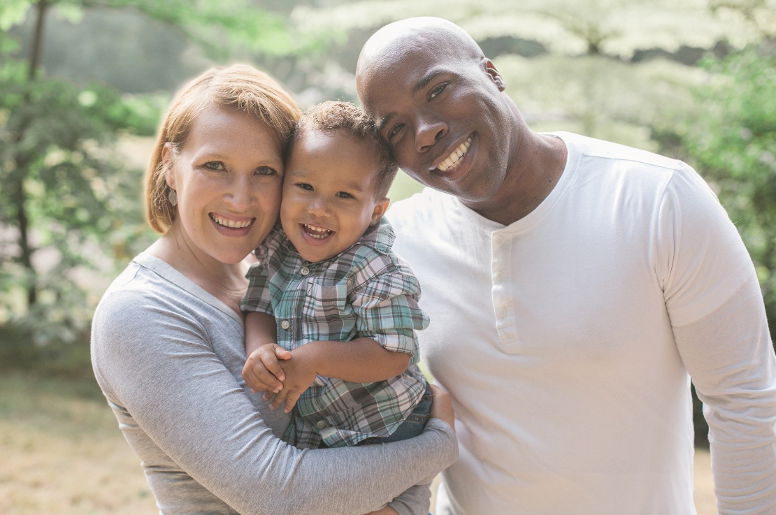 Interracial Family of Mom Dad, and Son