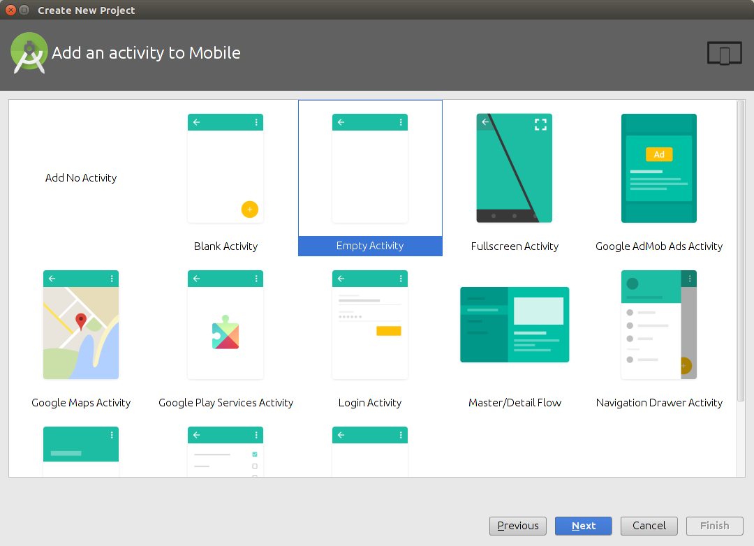 Creating a new Android Studio project