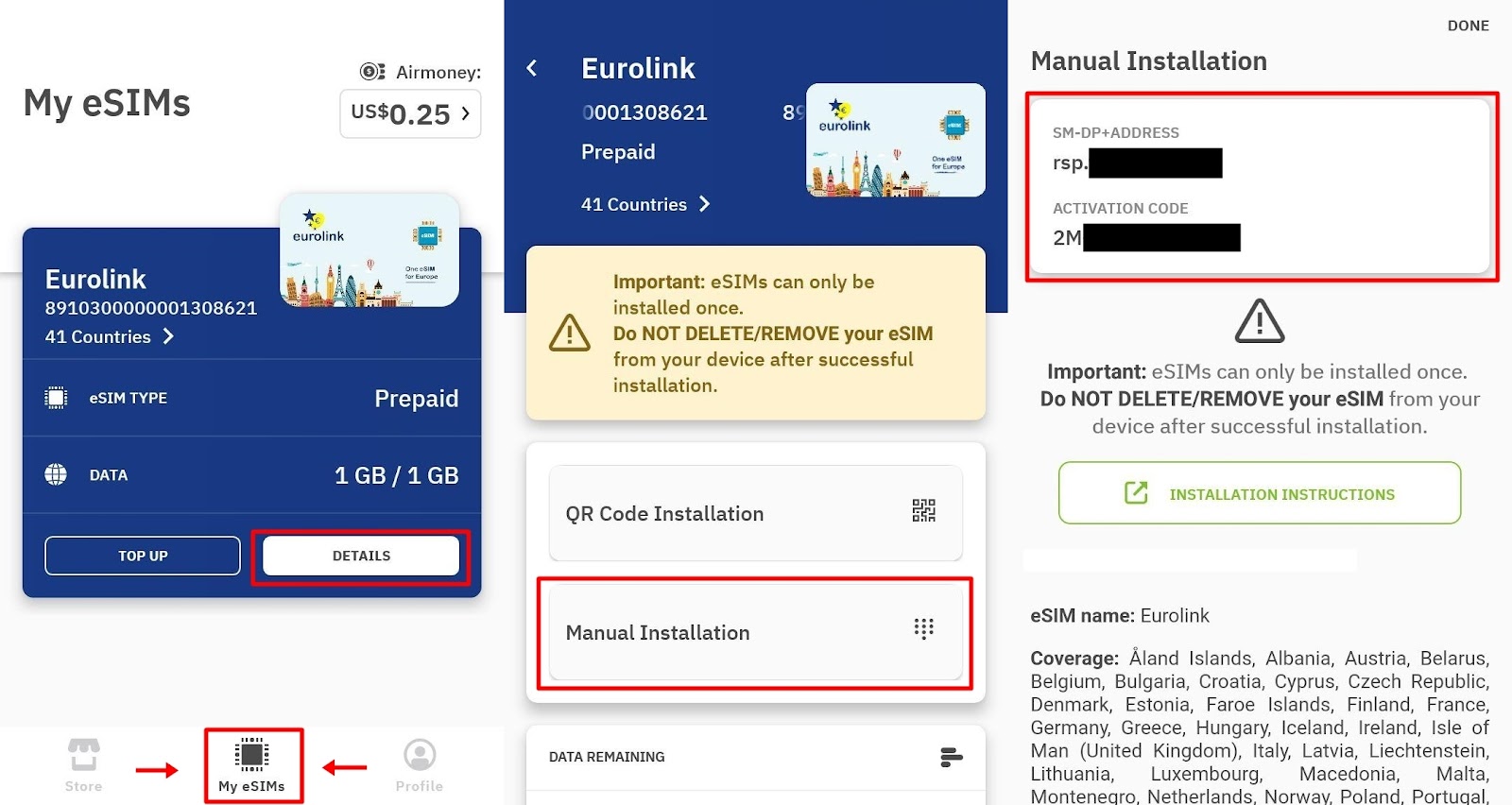 Installing eSIM